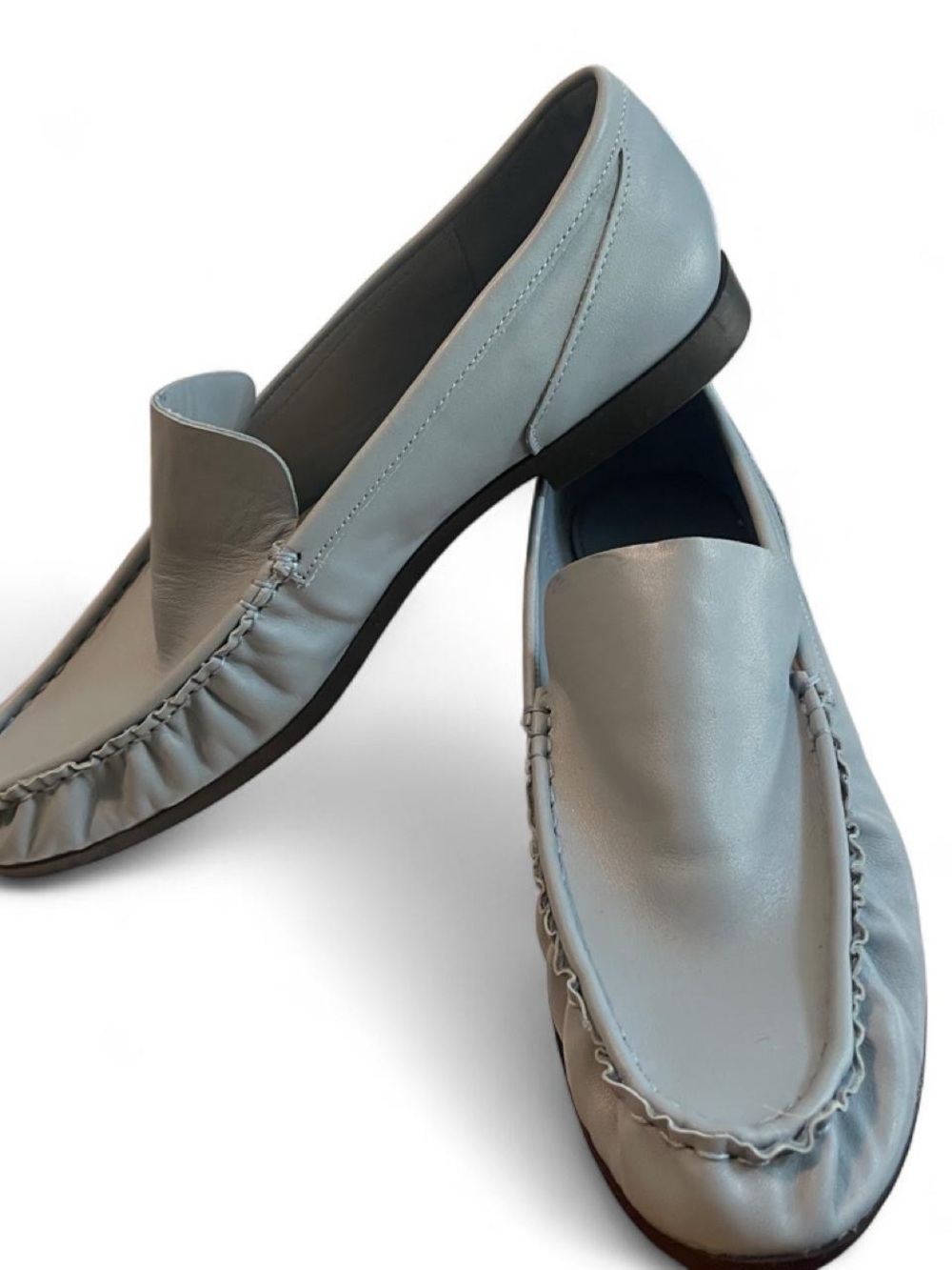 Men's Leather Slip-On Loafers in Light Blue